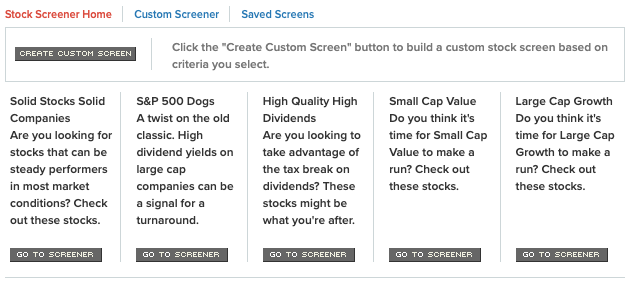 CNBC stock screener